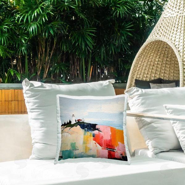 Stupell Industries Irena Orlov | Abstract Lighthouse Scenery Printed Throw Pillow