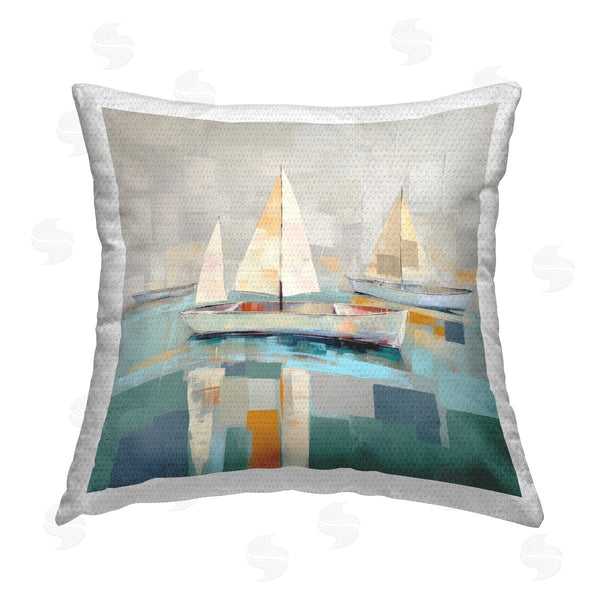 Stupell Industries Irena Orlov | Abstract Sailboat Fleet Printed Throw Pillow
