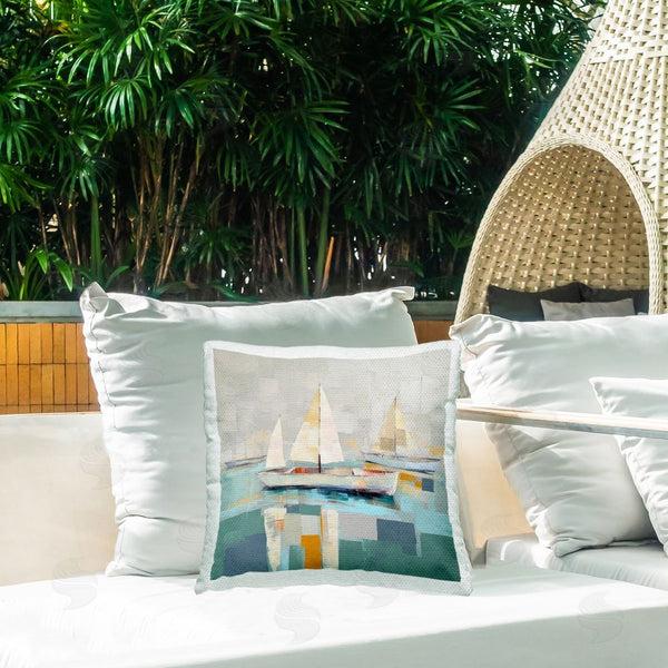 Stupell Industries Irena Orlov | Abstract Sailboat Fleet Printed Throw Pillow