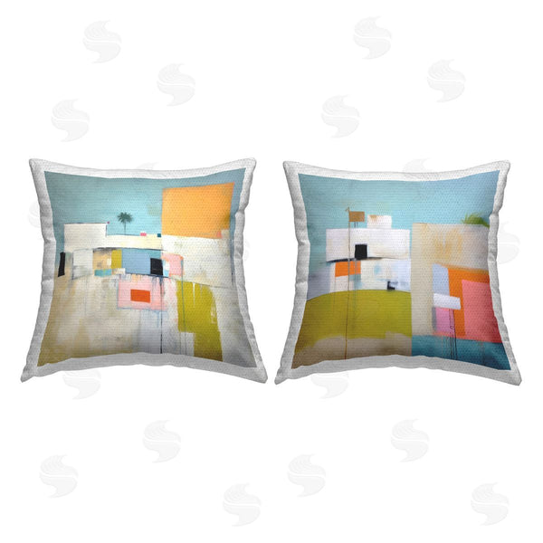 Stupell Industries Irena Orlov | Abstract Square Block Apartment Printed Throw Pillow Set
