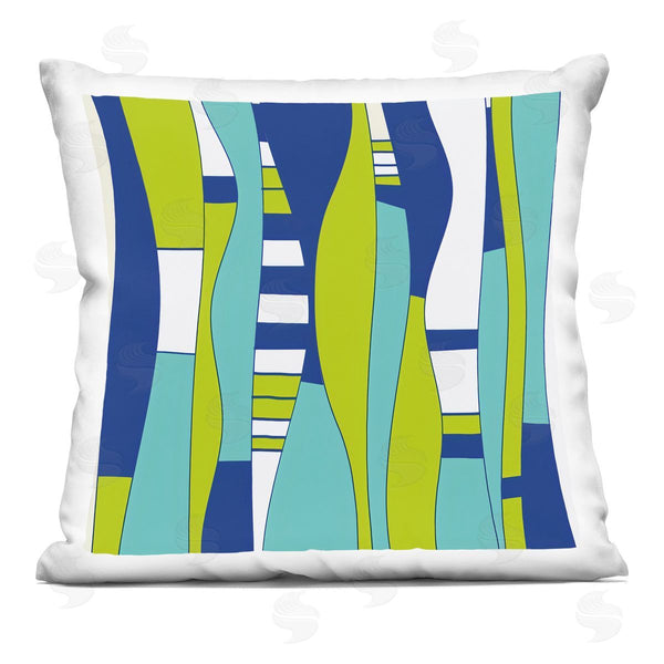 stupell industries Irena Orlov | Blue Green Modern Wavy Shapes Printed Throw Pillow