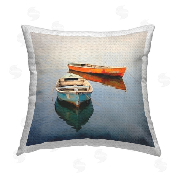 Stupell Industries Irena Orlov | Blue & Red Boats Printed Throw Pillow