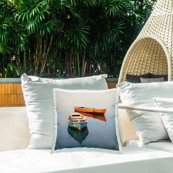 Stupell Industries Irena Orlov | Blue & Red Boats Printed Throw Pillow