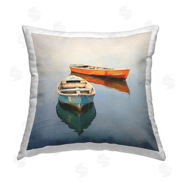 stupell industries Irena Orlov | Blue & Red Boats Printed Throw Pillow