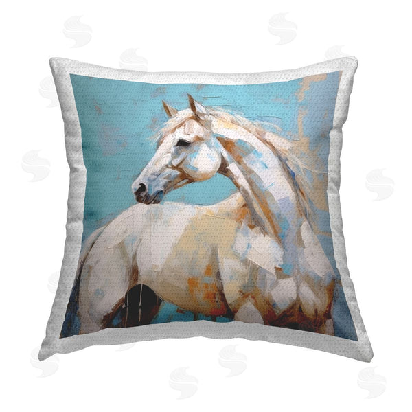Stupell Industries Irena Orlov | Blue & White Horse Printed Throw Pillow