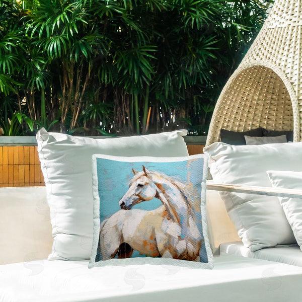 Stupell Industries Irena Orlov | Blue & White Horse Printed Throw Pillow
