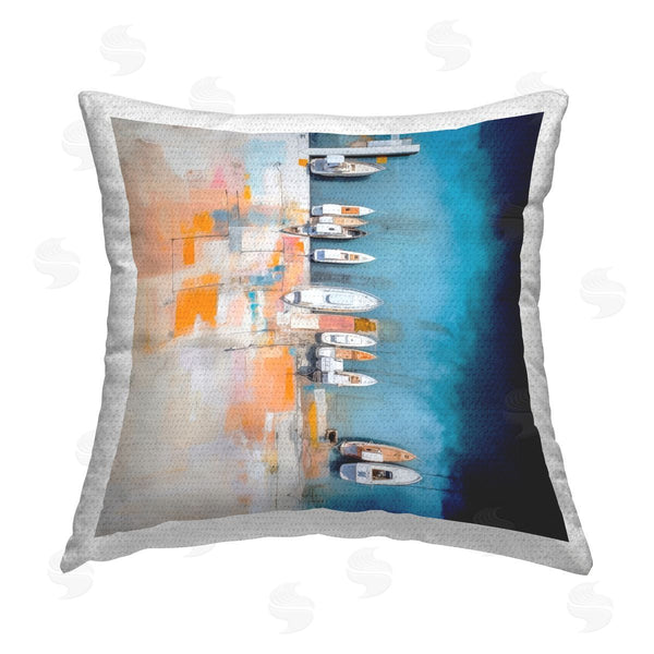Stupell Industries Irena Orlov | Boat Harbor Aerial View Printed Throw Pillow