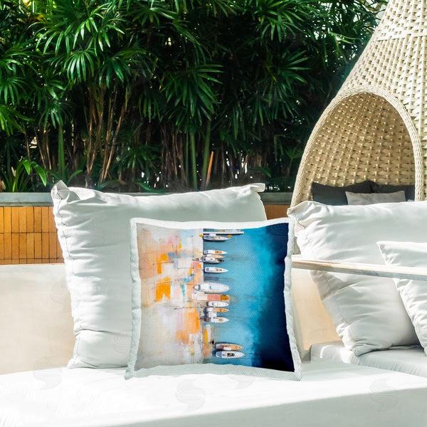 Stupell Industries Irena Orlov | Boat Harbor Aerial View Printed Throw Pillow