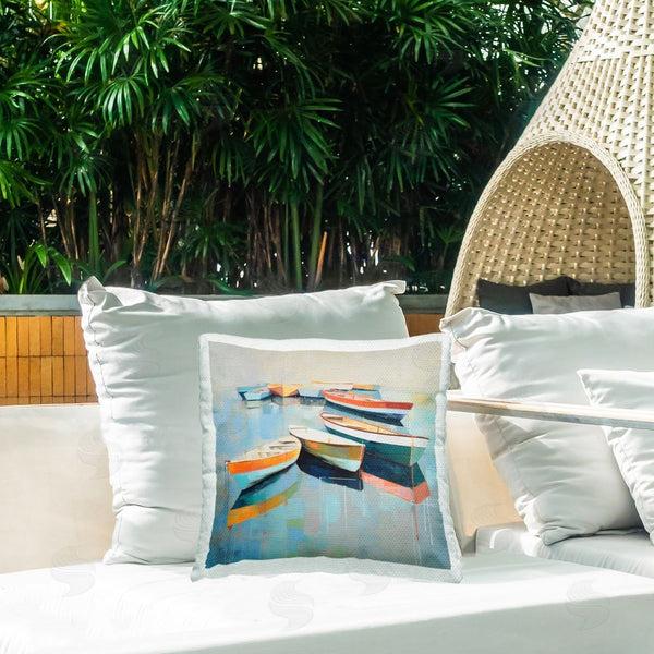 Stupell Industries Irena Orlov | Boats On Shoreline Printed Throw Pillow