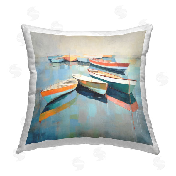 stupell industries Irena Orlov | Boats on Shoreline Printed Throw Pillow