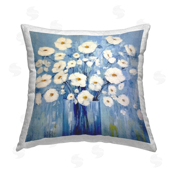 Stupell Industries Irena Orlov | Bold Blooms On Blue Printed Throw Pillow
