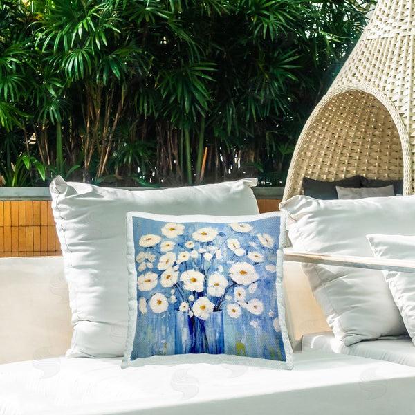 Stupell Industries Irena Orlov | Bold Blooms On Blue Printed Throw Pillow