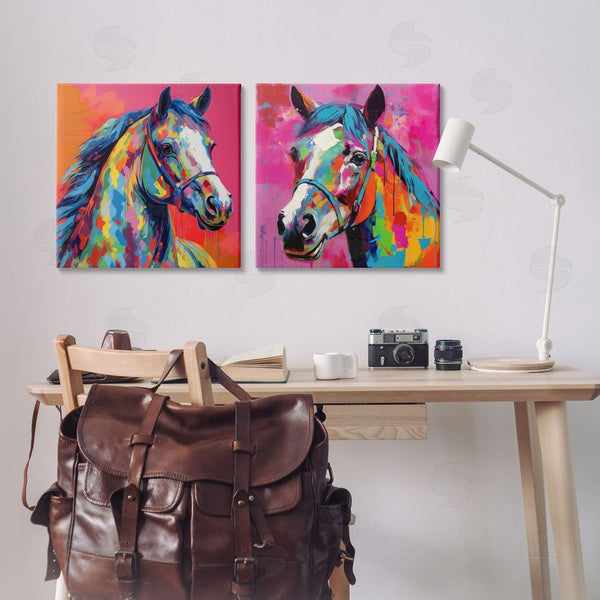 Stupell Industries Irena Orlov | Bright Neon Horse Portrait Wall Art