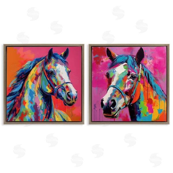 Stupell Industries Irena Orlov | Bright Neon Horse Portrait Wall Art