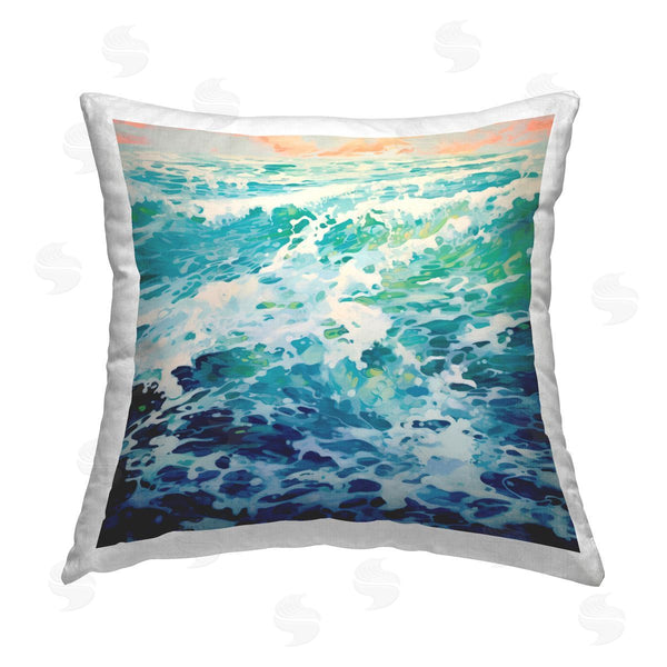 stupell industries Irena Orlov | Cascading Ocean Splash Printed Throw Pillow
