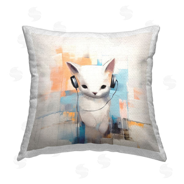 Stupell Industries Irena Orlov | Cat With Headphones Printed Throw Pillow