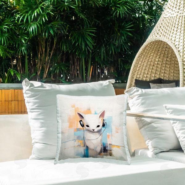 Stupell Industries Irena Orlov | Cat With Headphones Printed Throw Pillow
