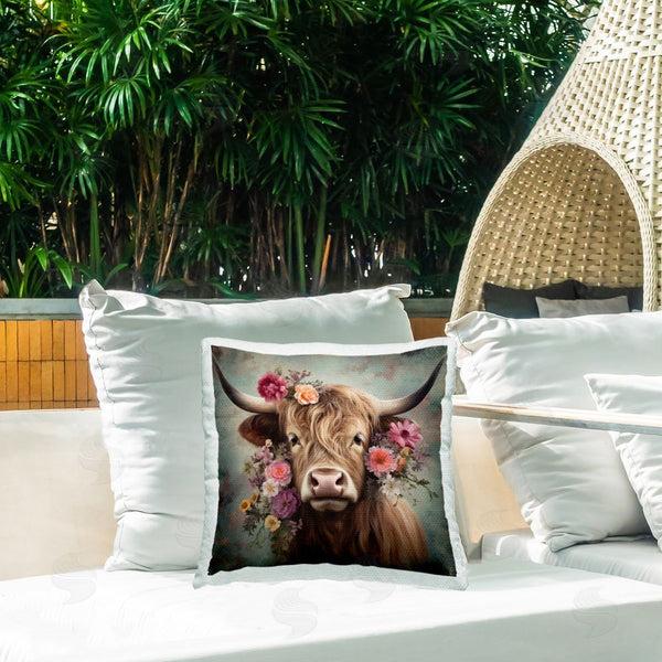 Stupell Industries Irena Orlov | Cattle With Gerbera Daisies Printed Throw Pillow