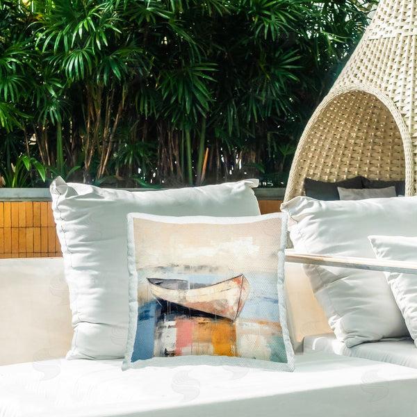Stupell Industries Irena Orlov | Charming Coastal Boat Printed Throw Pillow