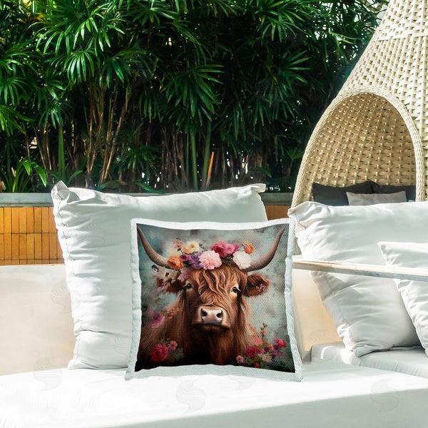 Stupell Industries Irena Orlov | Detailed Cattle & Floral Garland Printed Throw Pillow