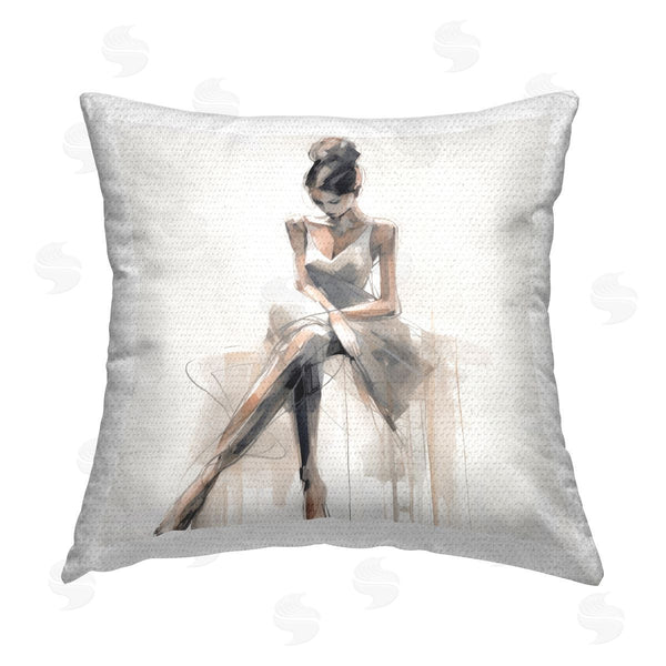 Stupell Industries Irena Orlov | Female Sitting Portrait Printed Throw Pillow