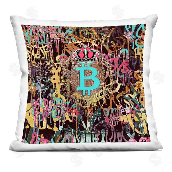 stupell industries Irena Orlov | Graffiti Style Bitcoin Crown Printed Throw Pillow
