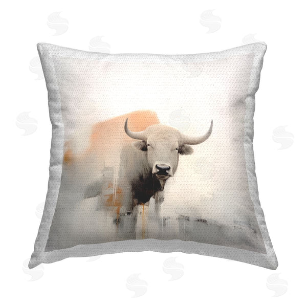 Stupell Industries Irena Orlov | Grey Longhorn Cattle Printed Throw Pillow