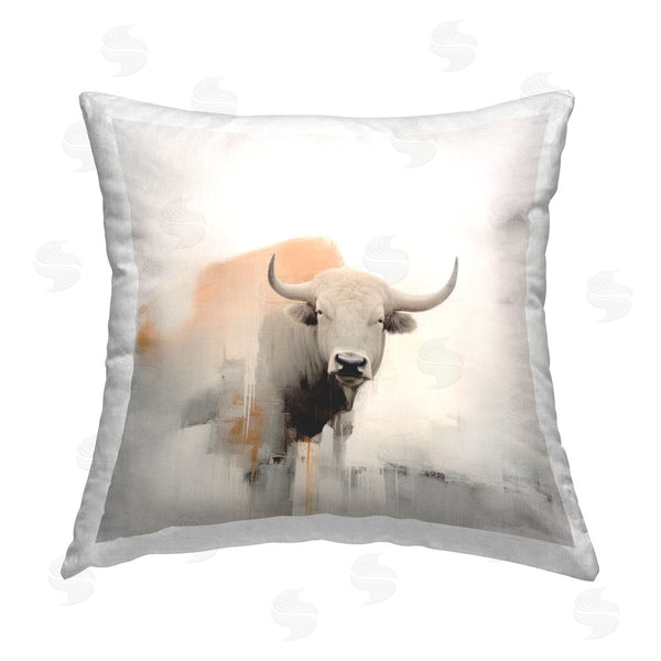 stupell industries Irena Orlov | Grey Longhorn Cattle Printed Throw Pillow