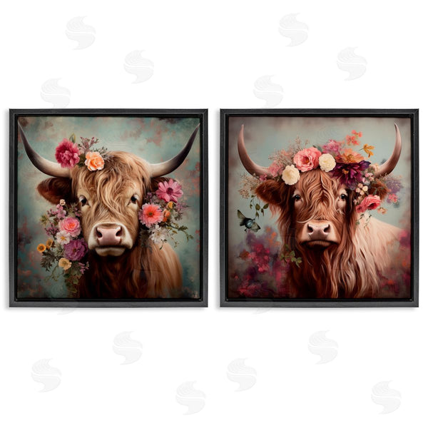 Stupell Industries Irena Orlov | Highland Cow Field Flower Crown Wall Art