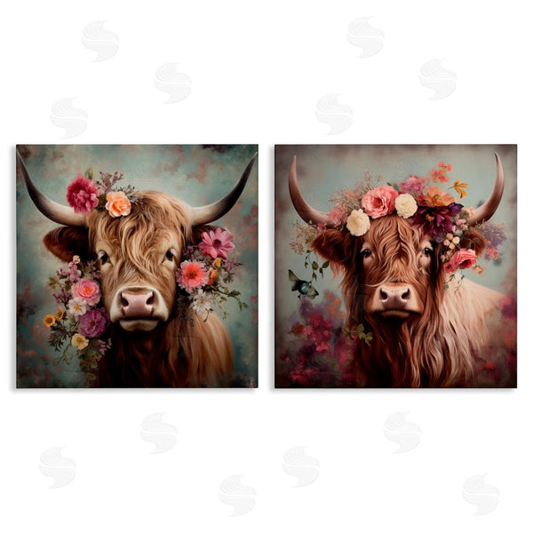 stupell industries Irena Orlov | Highland Cow Field Flower Crown Wall Art