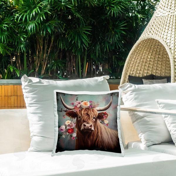 Stupell Industries Irena Orlov | Highland Cow Floral Portrait Printed Throw Pillow