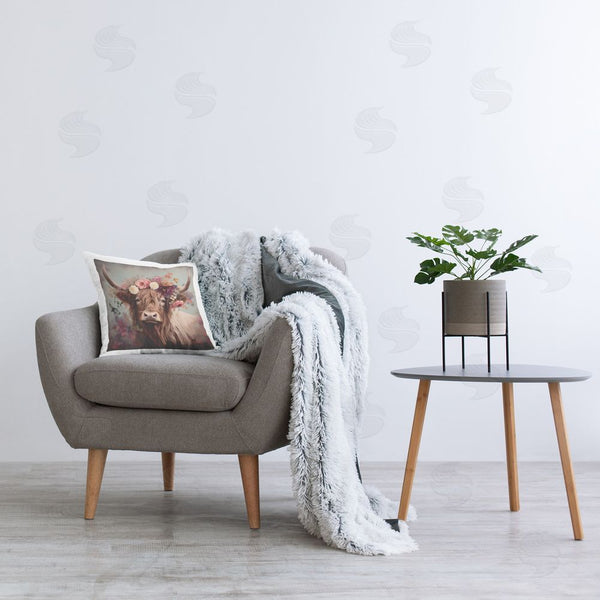 Stupell Industries Irena Orlov | Longhorn & Flower Garland Printed Throw Pillow