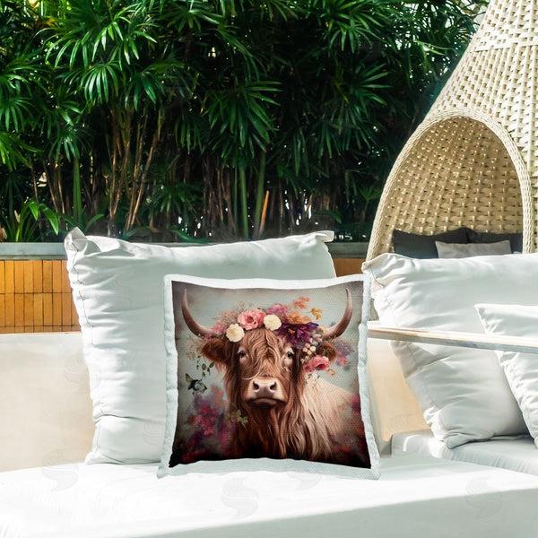 Stupell Industries Irena Orlov | Longhorn & Flower Garland Printed Throw Pillow