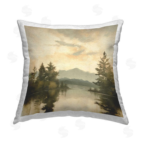 Stupell Industries Irena Orlov | Misty Trees On Lake Printed Throw Pillow