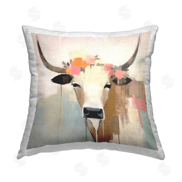 Stupell Industries Irena Orlov | Modern Flowers Cow Printed Throw Pillow
