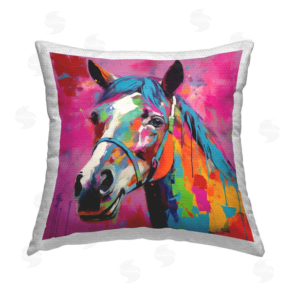 Stupell Industries Irena Orlov | Modern Hue Horse Printed Throw Pillow