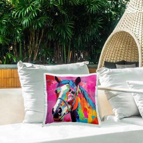 Stupell Industries Irena Orlov | Modern Hue Horse Printed Throw Pillow