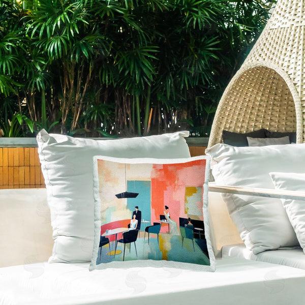 Stupell Industries Irena Orlov | Modern Restaurant Scene Printed Throw Pillow
