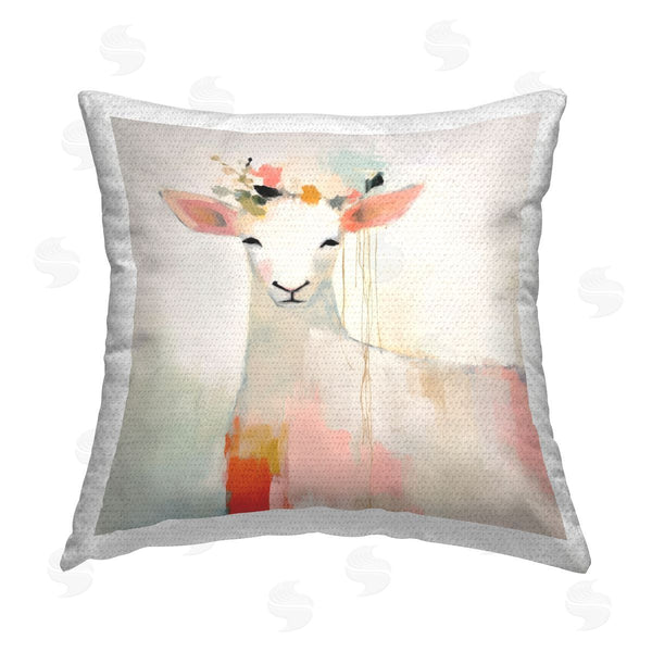 Stupell Industries Irena Orlov | Modern Sheep Florals Printed Throw Pillow
