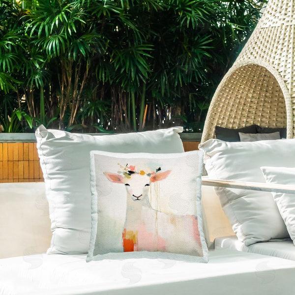 Stupell Industries Irena Orlov | Modern Sheep Florals Printed Throw Pillow