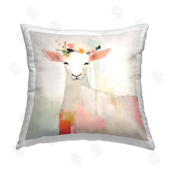 stupell industries Irena Orlov | Modern Sheep Florals Printed Throw Pillow