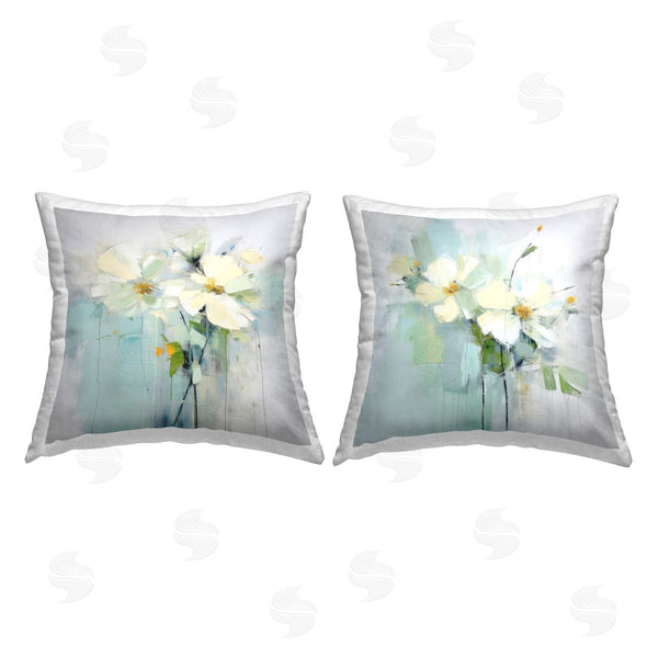 stupell industries Irena Orlov | Muted White Blooms Printed Throw Pillow Set