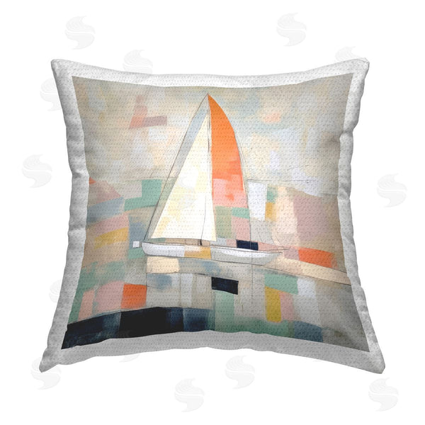 Stupell Industries Irena Orlov | Nautical Sailboat Abstract Printed Throw Pillow