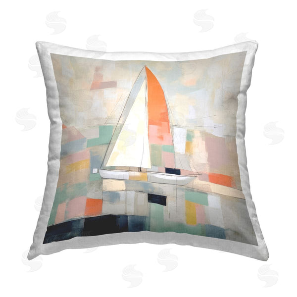 stupell industries Irena Orlov | Nautical Sailboat Abstract Printed Throw Pillow