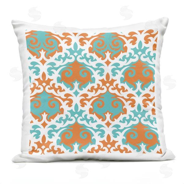 Stupell Industries Irena Orlov | Orange & Blue Damask Pattern Printed Throw Pillow