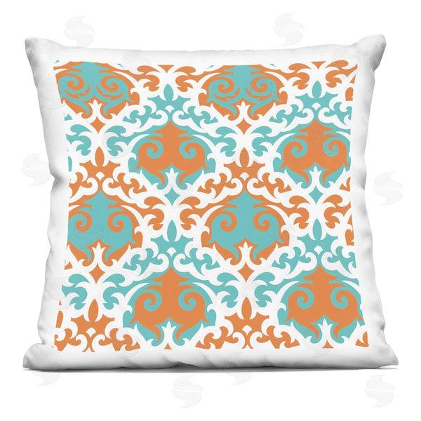 stupell industries Irena Orlov | Orange & Blue Damask Pattern Printed Throw Pillow