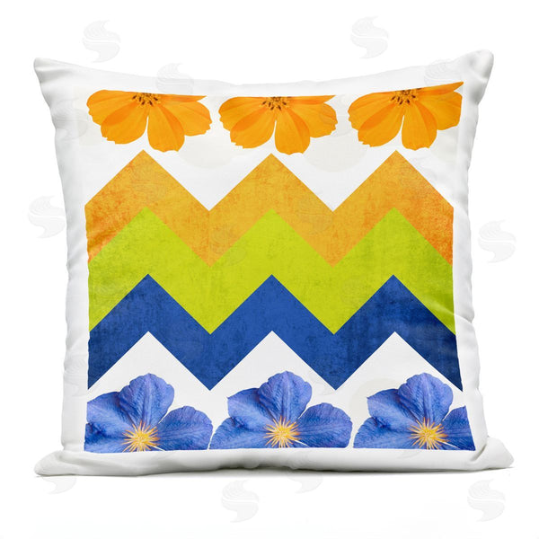 Stupell Industries Irena Orlov | Orange Blue Zig Zag Blossoms Printed Throw Pillow