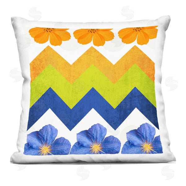 stupell industries Irena Orlov | Orange Blue Zig Zag Blossoms Printed Throw Pillow
