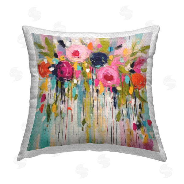 Stupell Industries Irena Orlov | Paint Drip Roses Printed Throw Pillow
