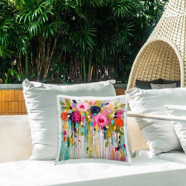 Stupell Industries Irena Orlov | Paint Drip Roses Printed Throw Pillow